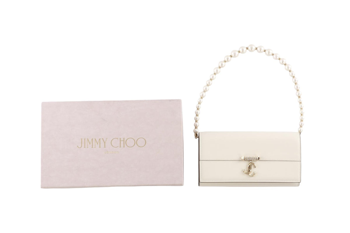 JIMMY CHOO IVORY AVENUE LEATHER SHOULDER BAG