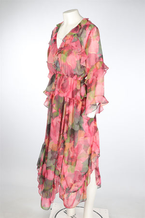MISA LOS ANGELES PINK CHIFFON MAXI DRESS MEDIUM