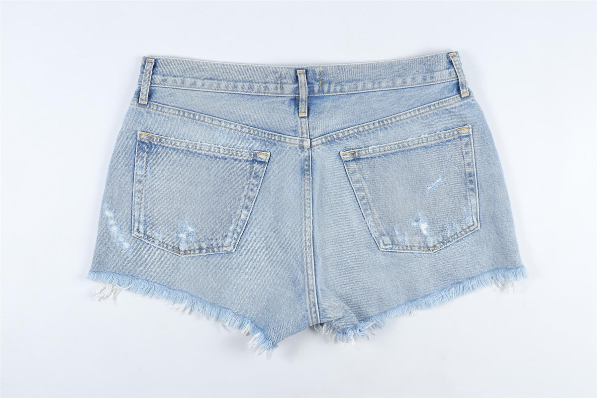 AGOLDE BLUE HIGH RISE DENIM SHORTS W30 UK 12
