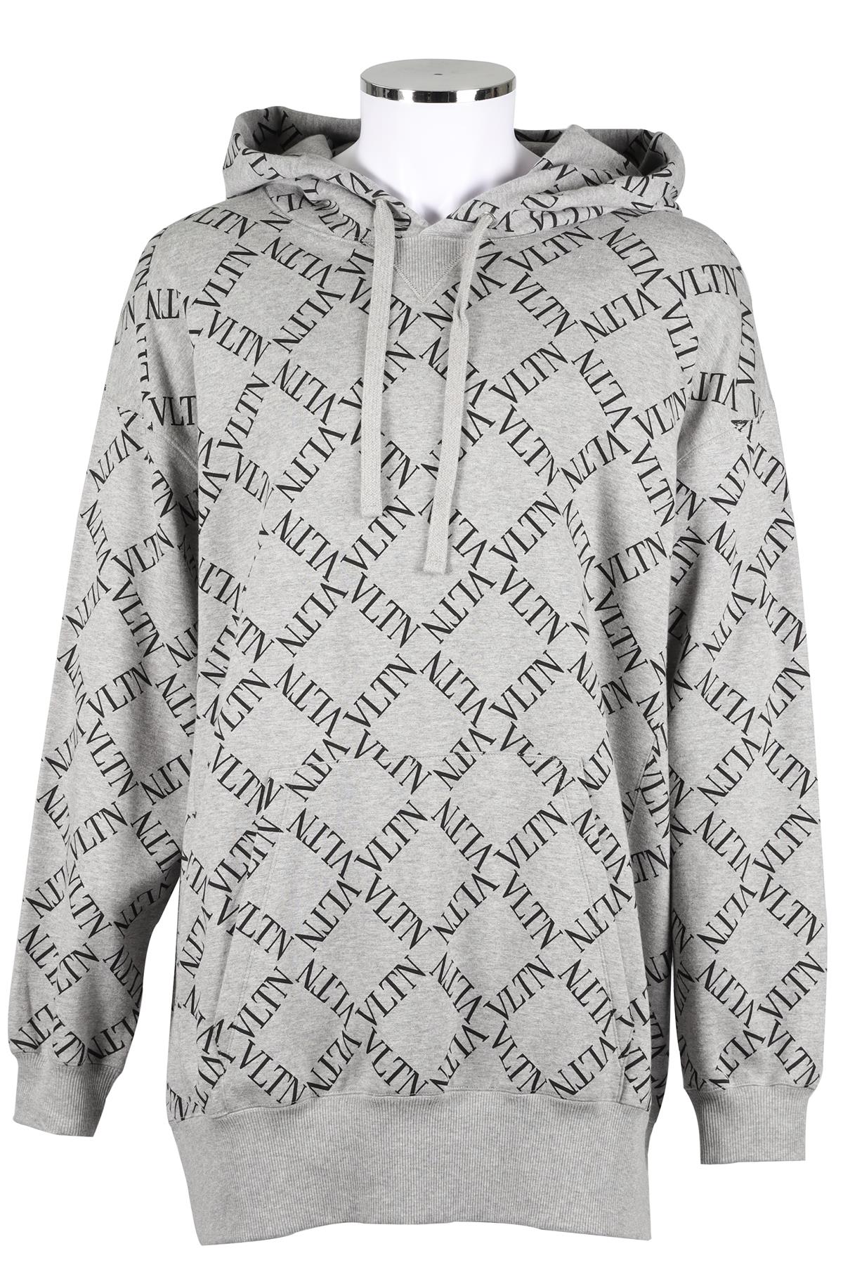 VALENTINO GREY MEN'S COTTON BLEND HOODIE MEDIUM