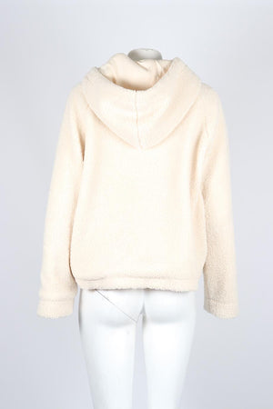 VINCE FAUX SHEARLING HOODIE LARGE
