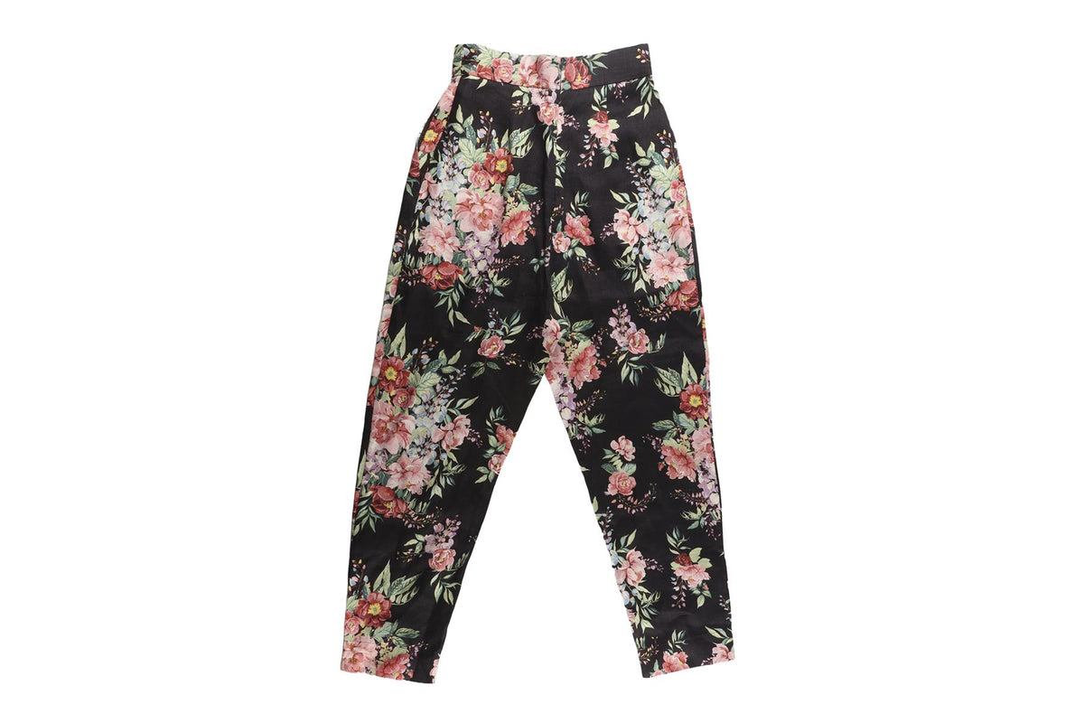 ZIMMERMANN BLACK LINEN TAPERED PANTS UK 8
