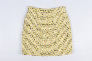 ALESSANDRA RICH YELLOW TWEED MINI SKIRT IT 38 UK 6