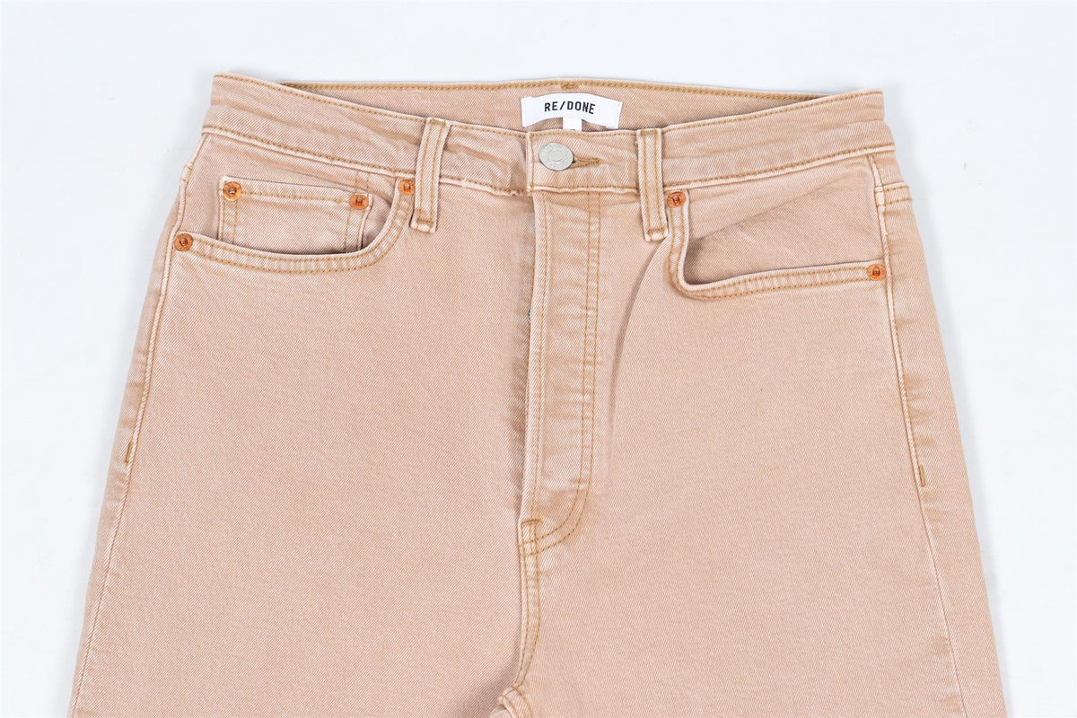 RE/DONE TAN HIGH RISE STRAIGHT LEG JEANS W27 UK 8-10