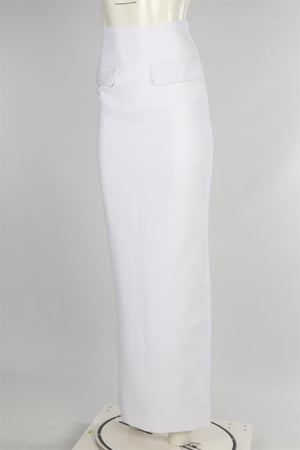 MÔNOT WHITE CREPE MAXI SKIRT IT 36 UK 4