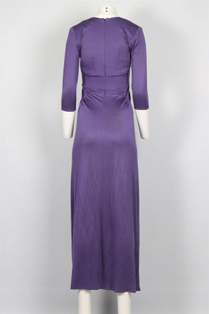 ISSA LONDON PURPLE SILK MAXI DRESS UK 10