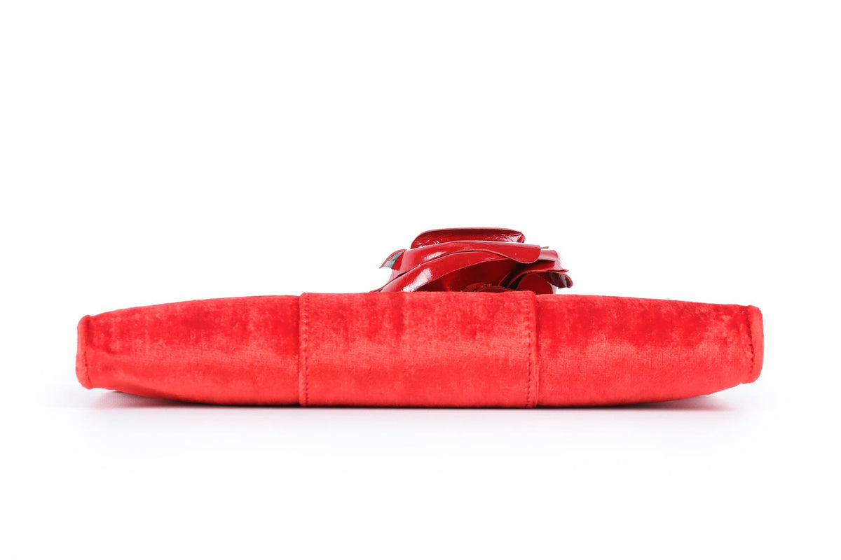 ROGER VIVIER RED MINI VELVET CLUTCH