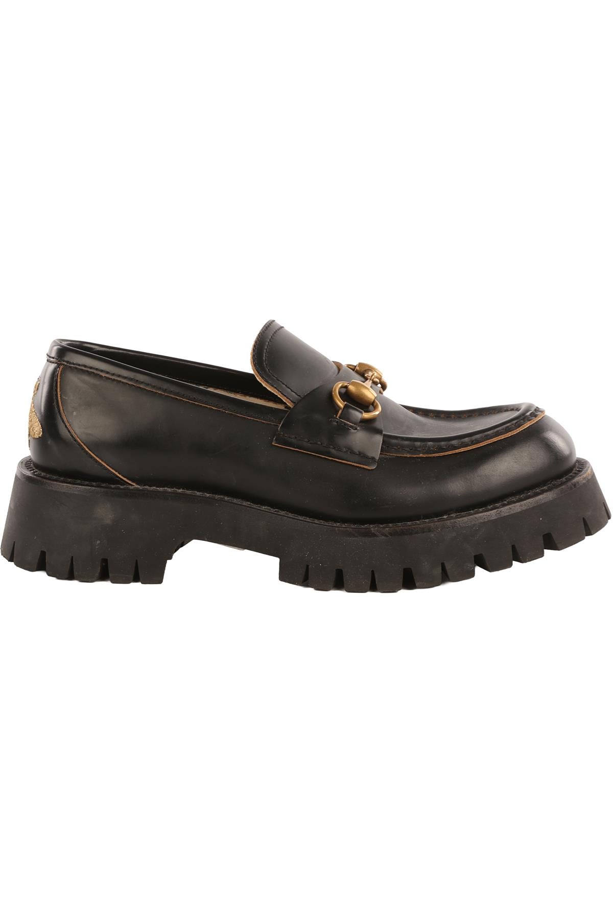 GUCCI BLACK LEATHER PLATFORM LOAFERS EU 37.5 UK 4.5