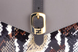 FENDI BUSTINA BROWN LEATHER CLUTCH