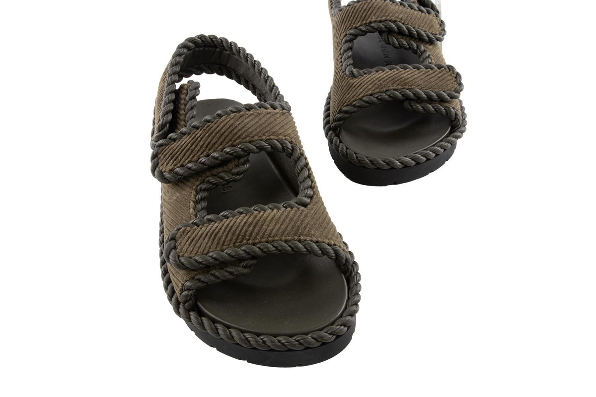 BOTTEGA VENETA GREEN JACK CORDUROY SANDALS EU 38 UK 5 US 8