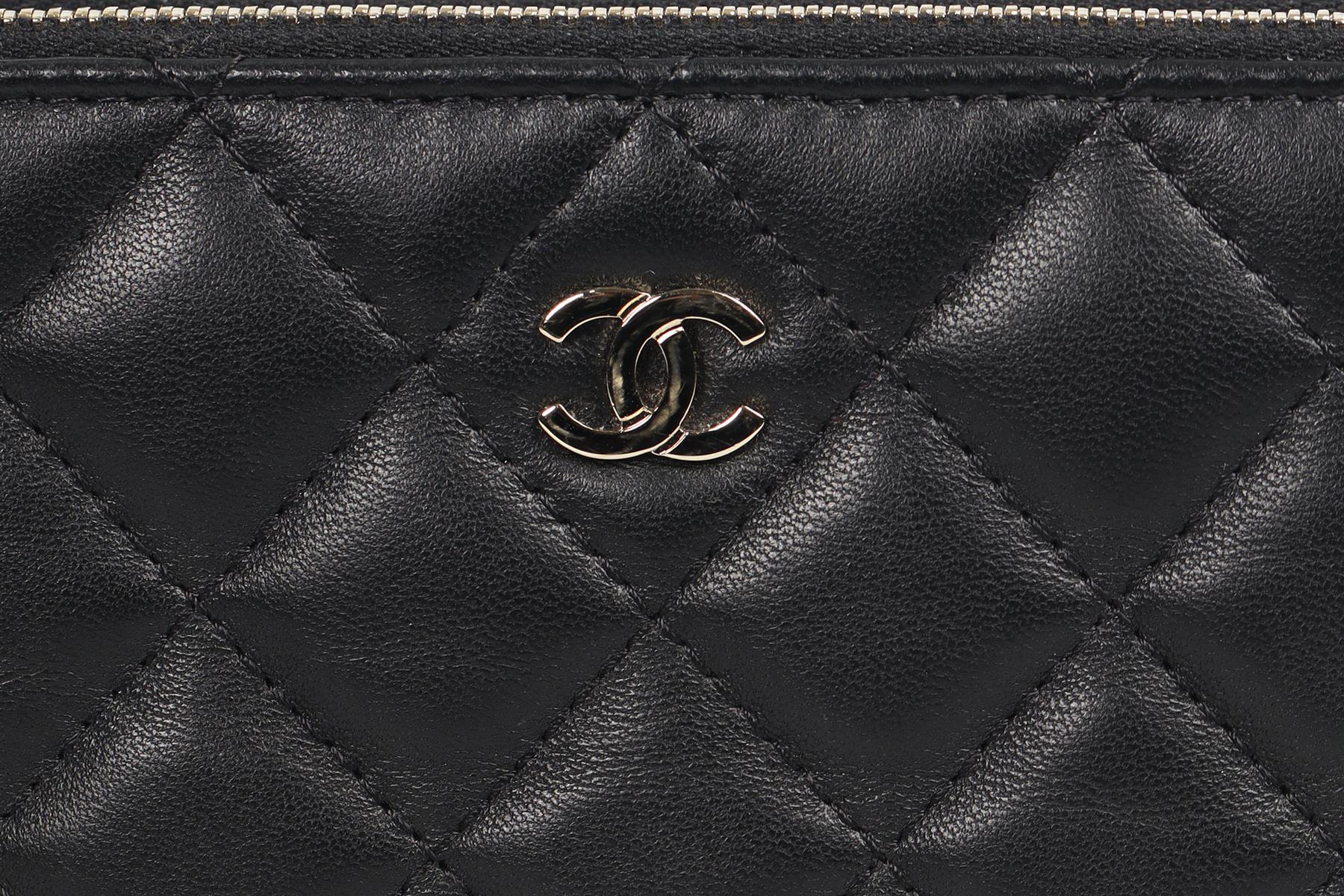 CHANEL 2016 DOUBLE ZIP WALLET ON CHAIN QUILTED LEATHER SHOULDER BAG