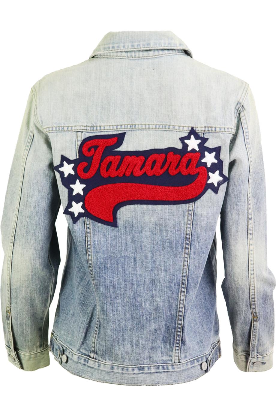RAILS APPLIQU?D DISTRESSED DENIM JACKET SMALL