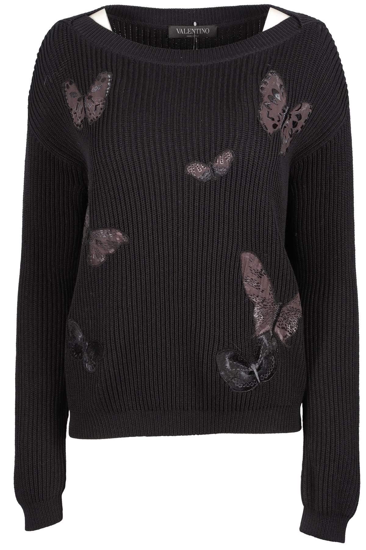 VALENTINO BLACK COTTON SWEATER SMALL
