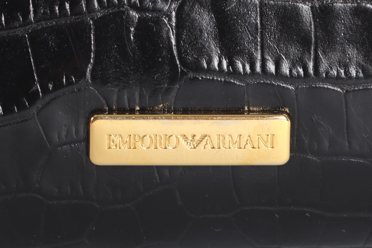 EMPORIO ARMANI BLACK LEATHER CLUTCH