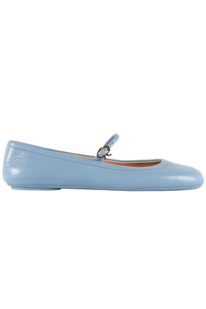 GIANVITO ROSSI BLUE LEATHER BALLET FLATS EU 38 UK 5 US 8