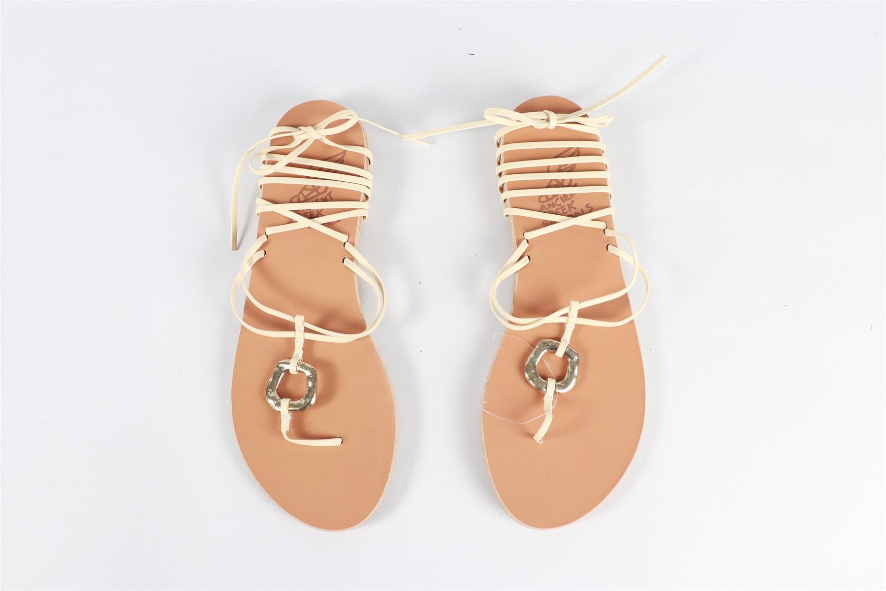 ANCIENT GREEK SANDALS BEIGE LEATHER SANDALS