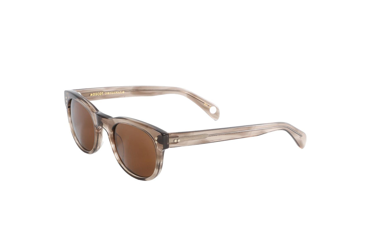 MOSCOT BROWN OVAL FRAME ACETATE SUNGLASSES