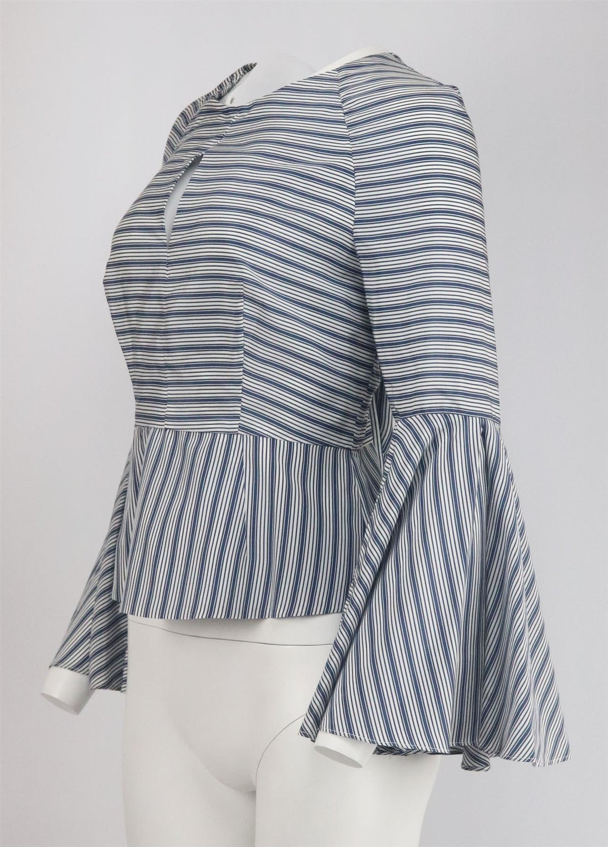 MILLY FLUTED STRIPED COTTON BLEND SHIRT US 10 UK 14