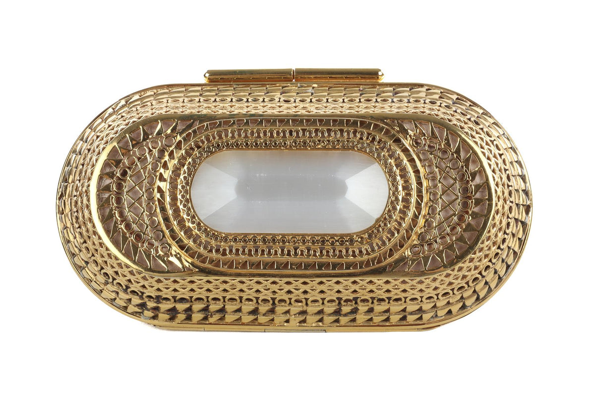 JIMMY CHOO GOLD METAL CLUTCH