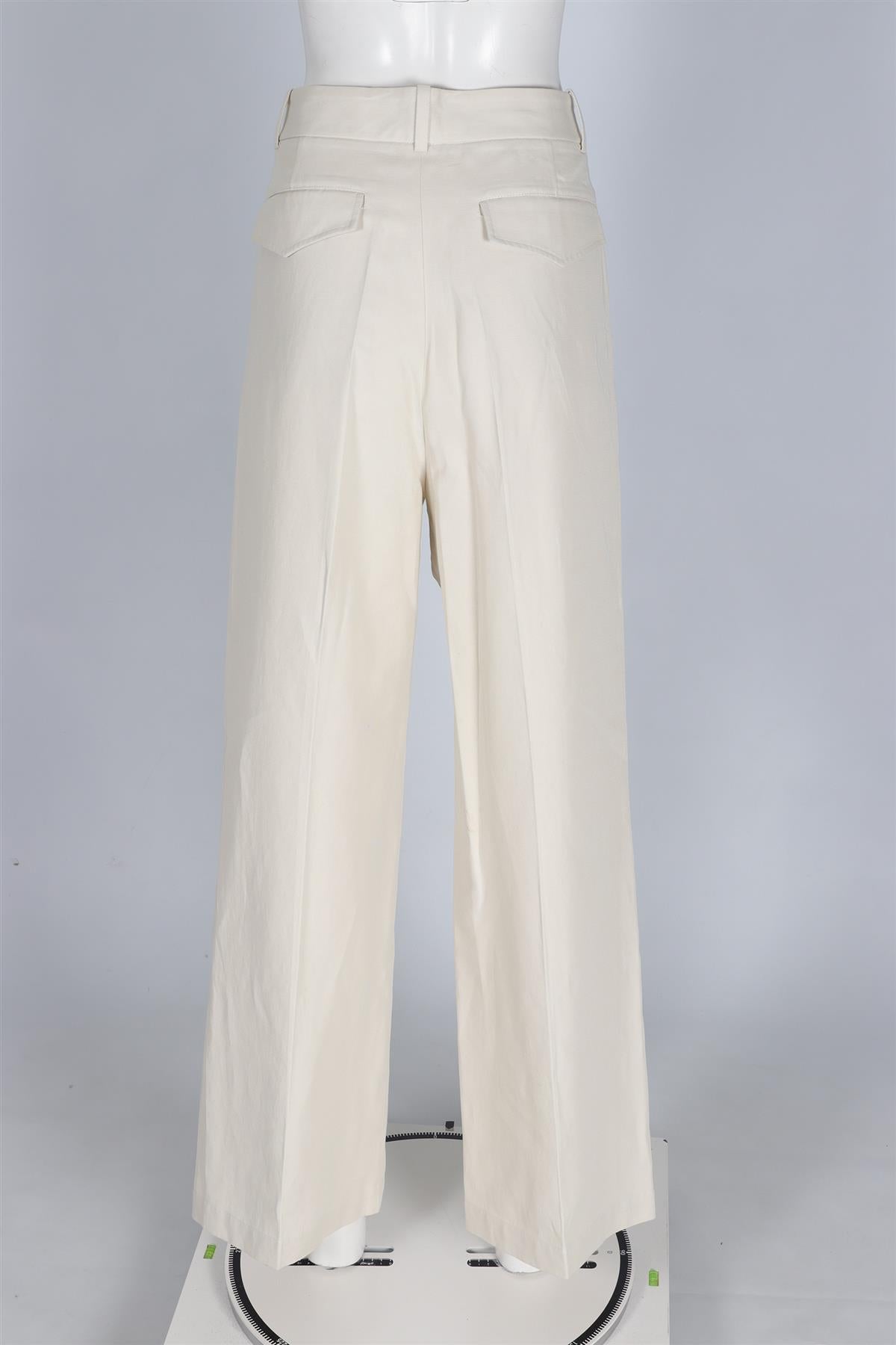 NILI LOTAN CREAM COTTON WIDE LEG PANTS US 8 UK 12