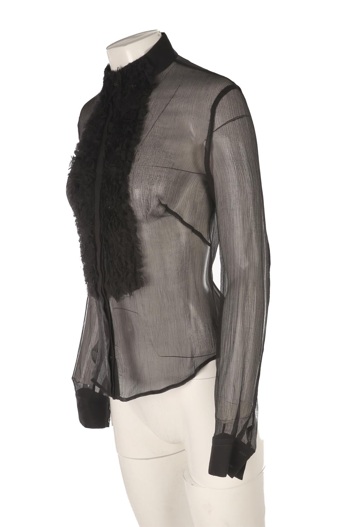 ALEXANDER MCQUEEN BLACK SILK SHIRT MEDIUM