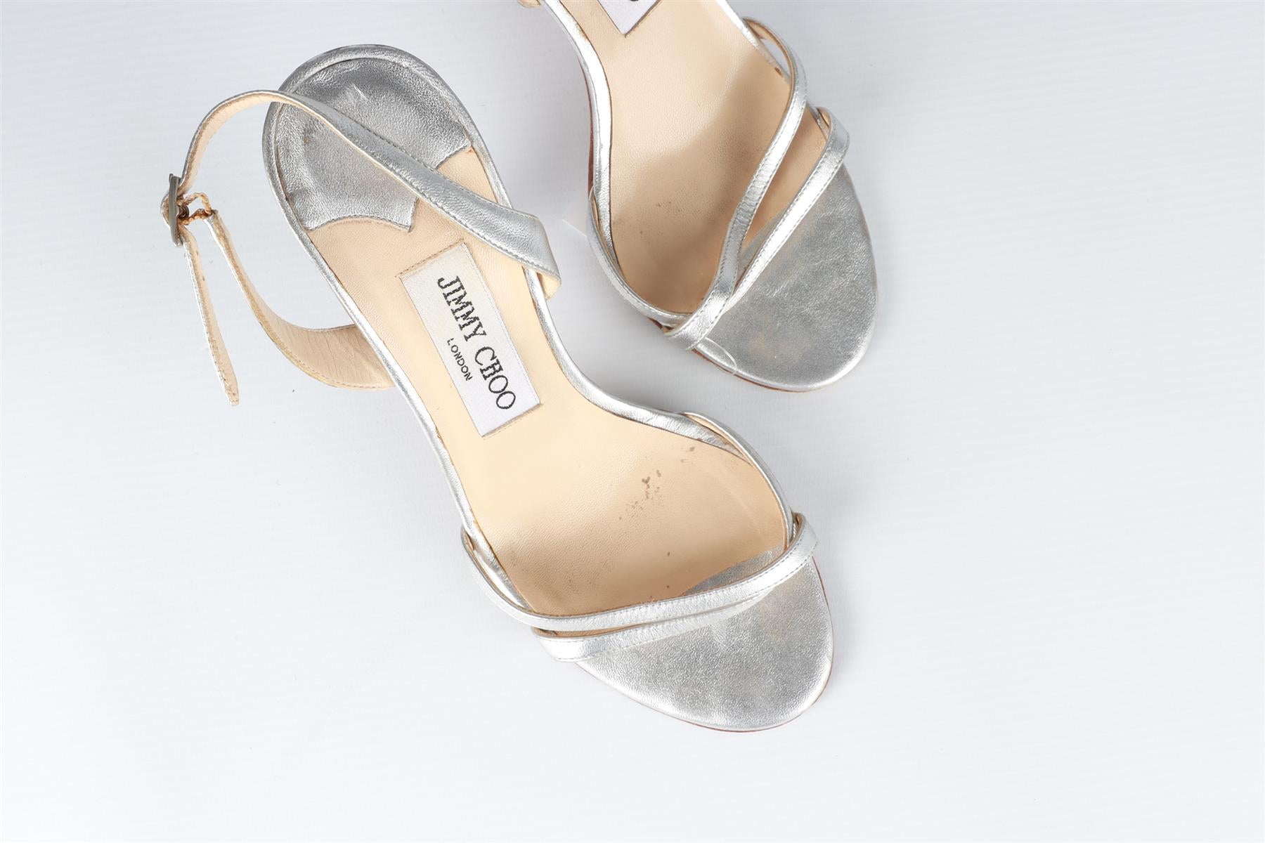 JIMMY CHOO SILVER LEATHER SANDALS EU 35.5 UK 2.5 US 5.5