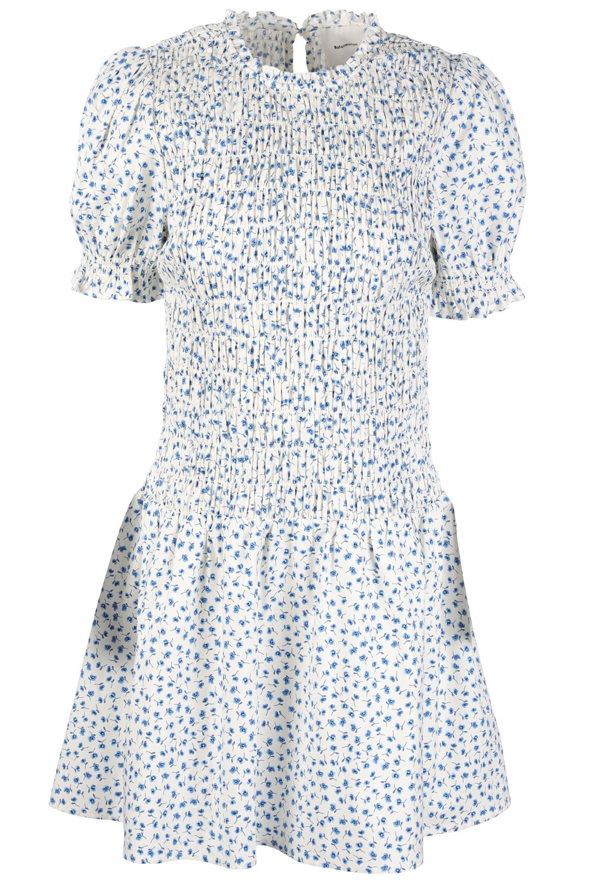 REFORMATION BLUE COTTON MINI DRESS US 10 UK 14