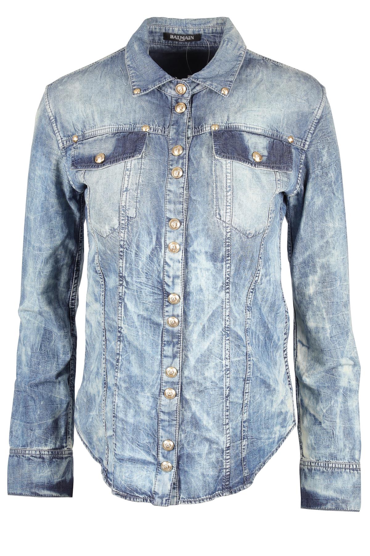BALMAIN BLUE DENIM SHIRT FR 36 UK 8