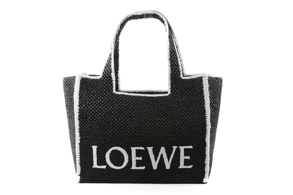 LOEWE BLACK LARGE RAFFIA TOTE BAG