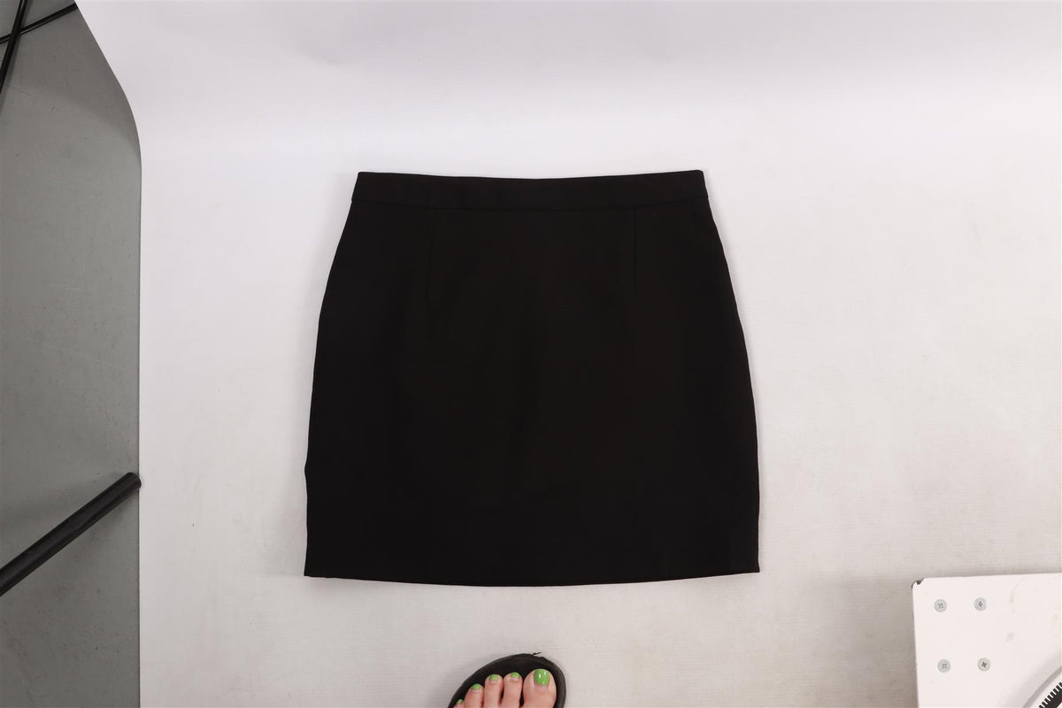SAINT LAURENT BLACK WOOL MINI SKIRT FR 34 UK 6