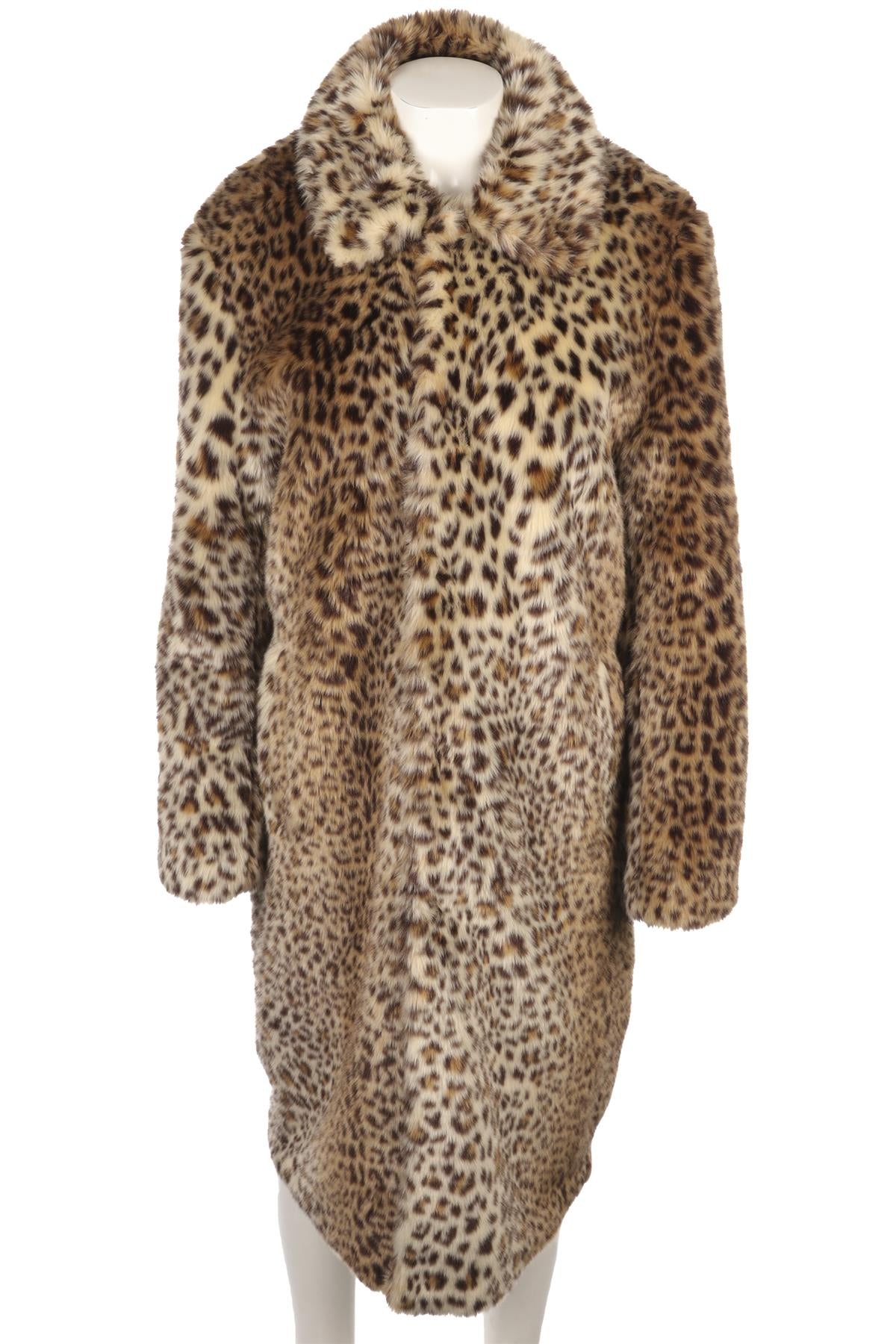 GIAMBATTISTA VALLI + H&M BROWN FAUX FUR COAT SMALL