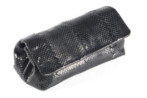 BOTTEGA VENETA BLACK AYER SNAKESKIN CLUTCH