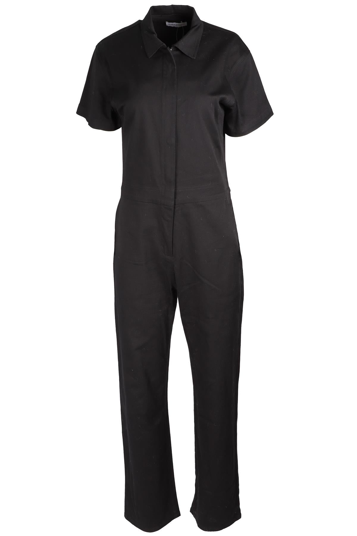 RIVET UTILITY BLACK COTTON JUMPSUIT LARGE