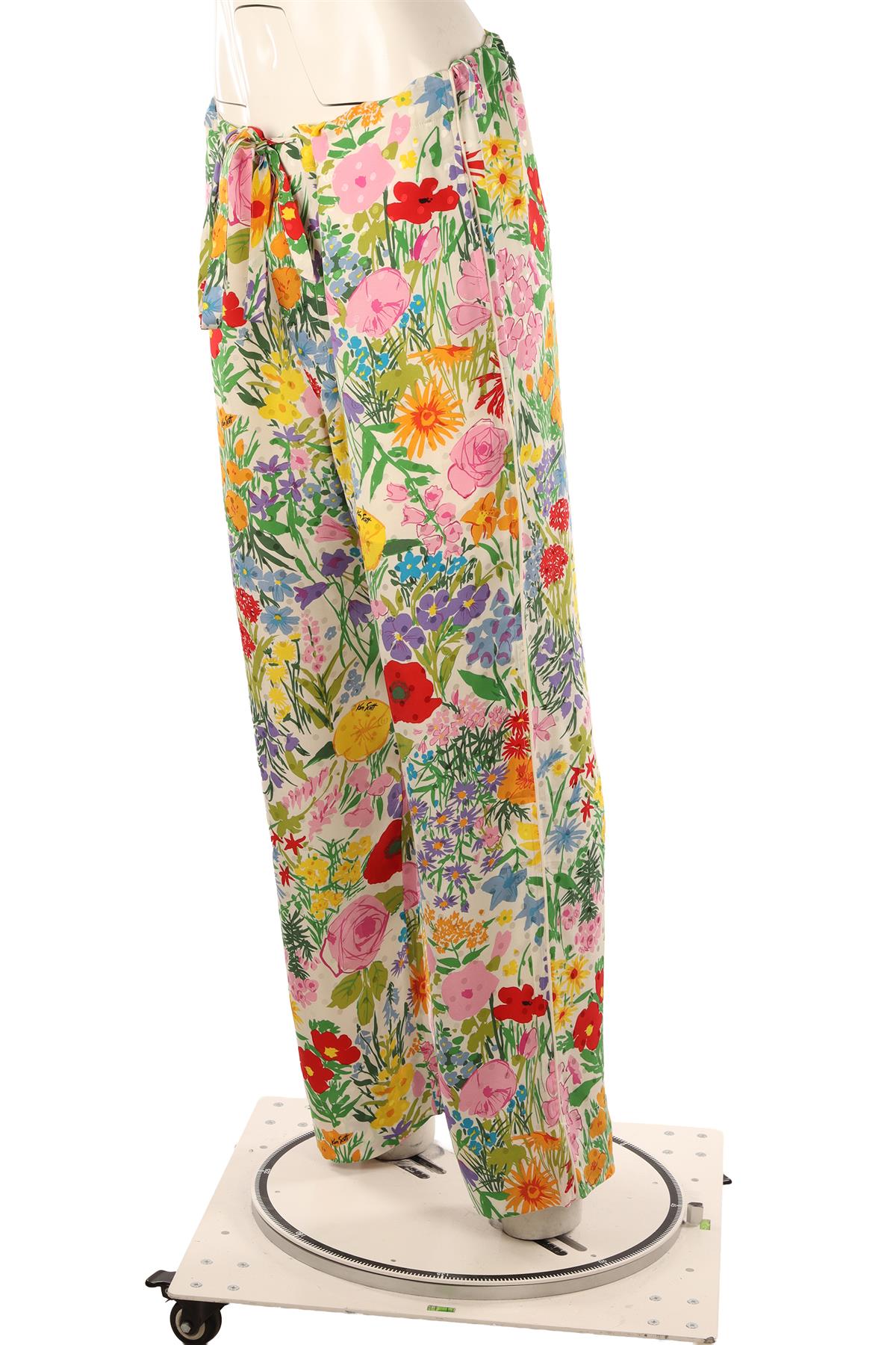 GUCCI + KEN SCOTT MULTI SILK STRAIGHT LEG PANTS MEDIUM