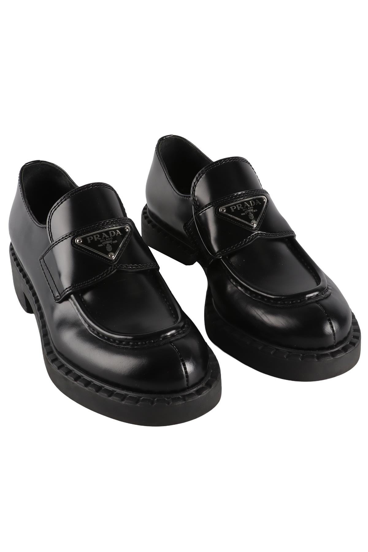 PRADA BLACK LEATHER LOAFERS EU 35