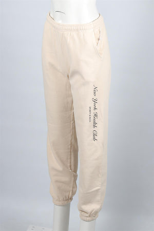 SPORTY & RICH CREAM COTTON TRACK PANTS SMALL