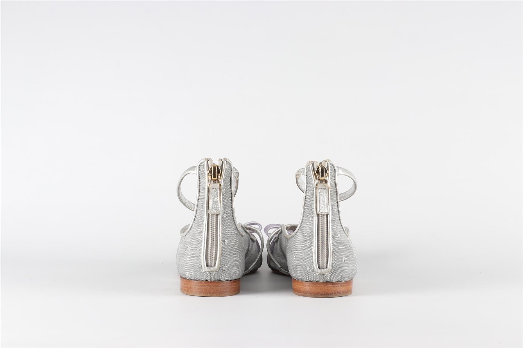 MALONE SOULIERS + ROY LUWOLT SILVER MESH BALLET FLATS EU 38 UK5 US 8