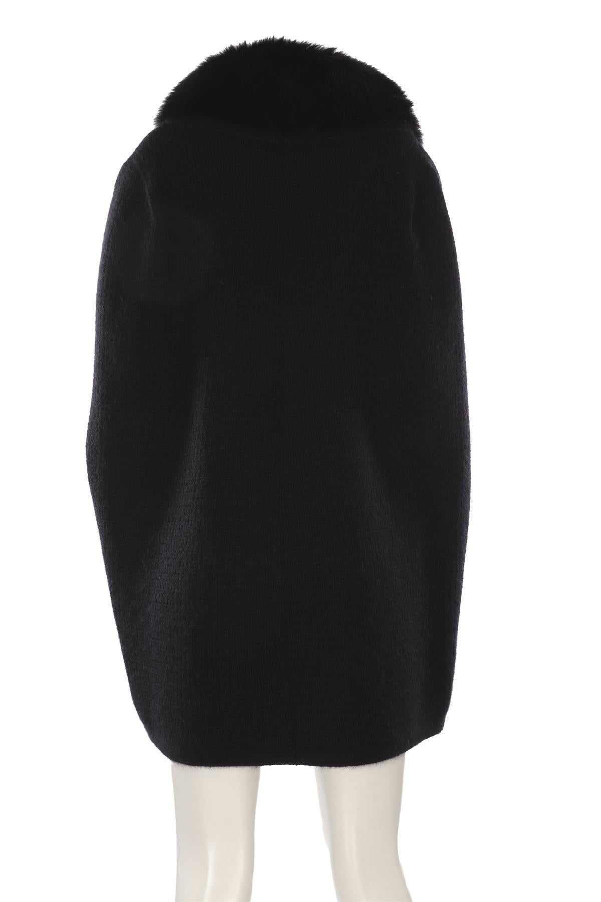 YVES SAINT LAURENT BLACK 2012 FOX FUR AND MOHAIR CAPE MEDIUM