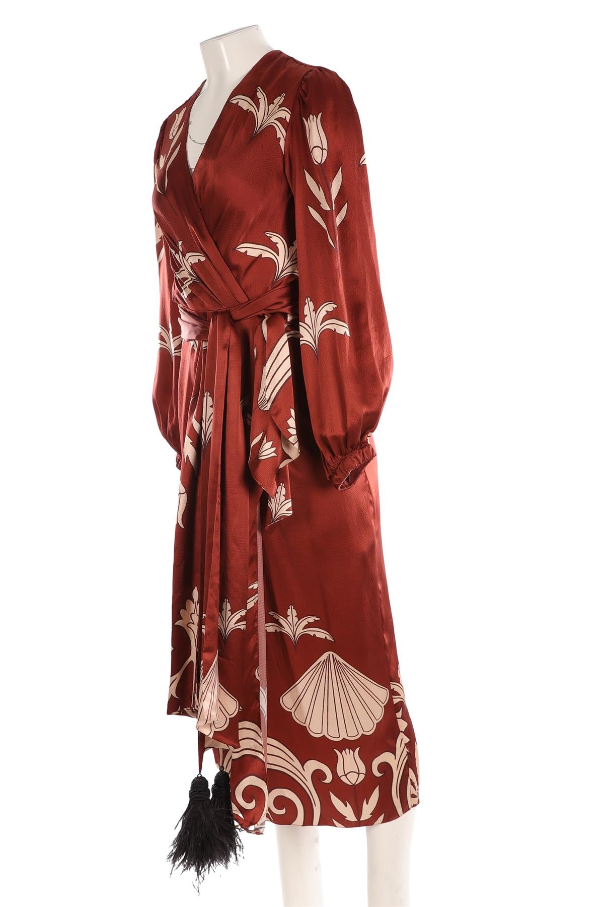 JOHANNA ORTIZ BROWN SILK MAXI DRESS US 4 UK 8