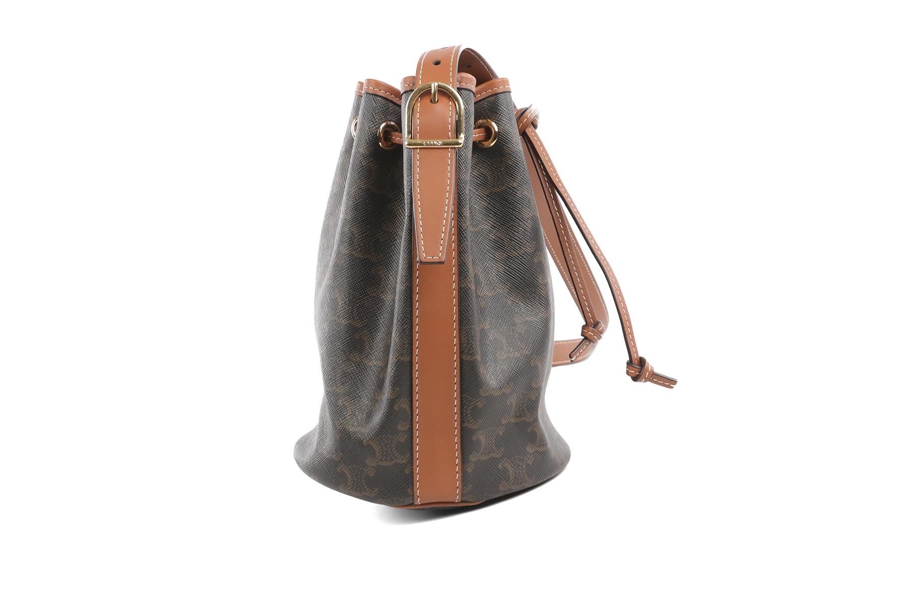 CELINE BROWN TRIOMPHE SMALL LEATHER SHOULDER BAG