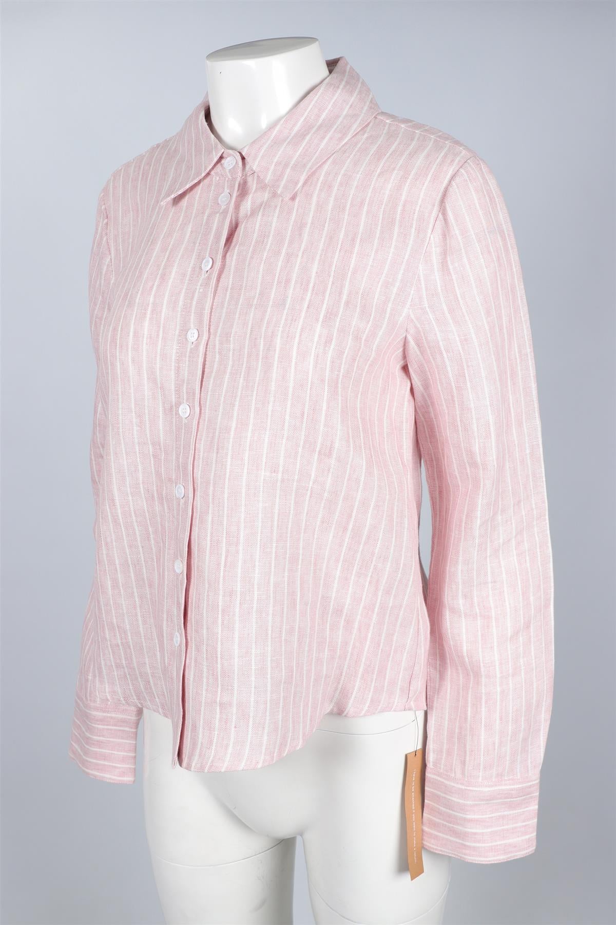 REFORMATION PINK LINEN SHIRT SMALL