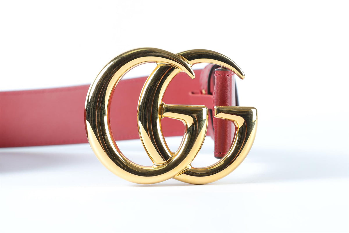 GUCCI RED GG LEATHER BELT 90 CM