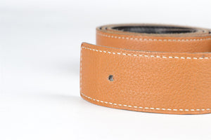 HERMÈS BROWN AND BLACK 2007 32 MM LEATHER BELT STRAP