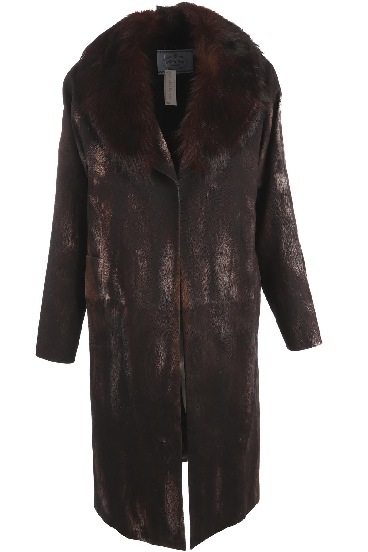 PRADA BROWN COTTON COAT IT 42 UK 10
