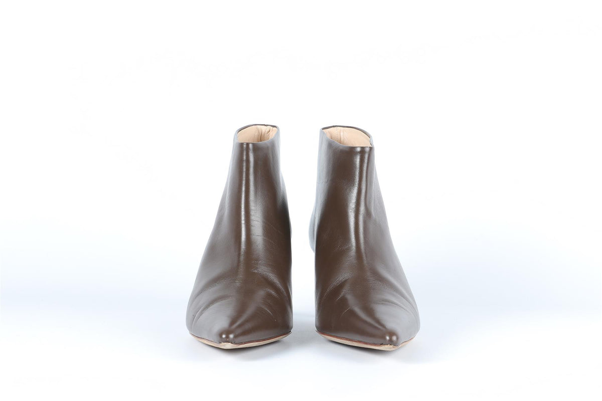 REJINA PYO BROWN LEATHER ANKLE BOOTS EU 38 UK 5 US 8