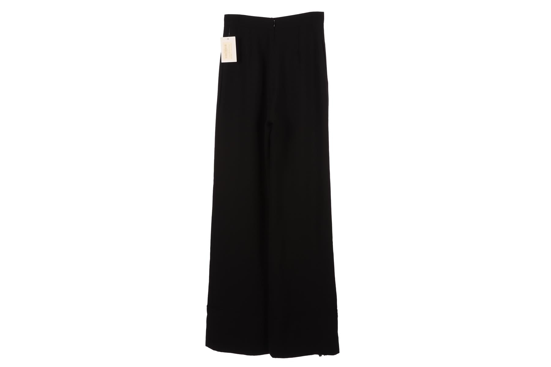 BRANDON MAXWELL BLACK CREPE WIDE LEG PANTS US 2 UK 6