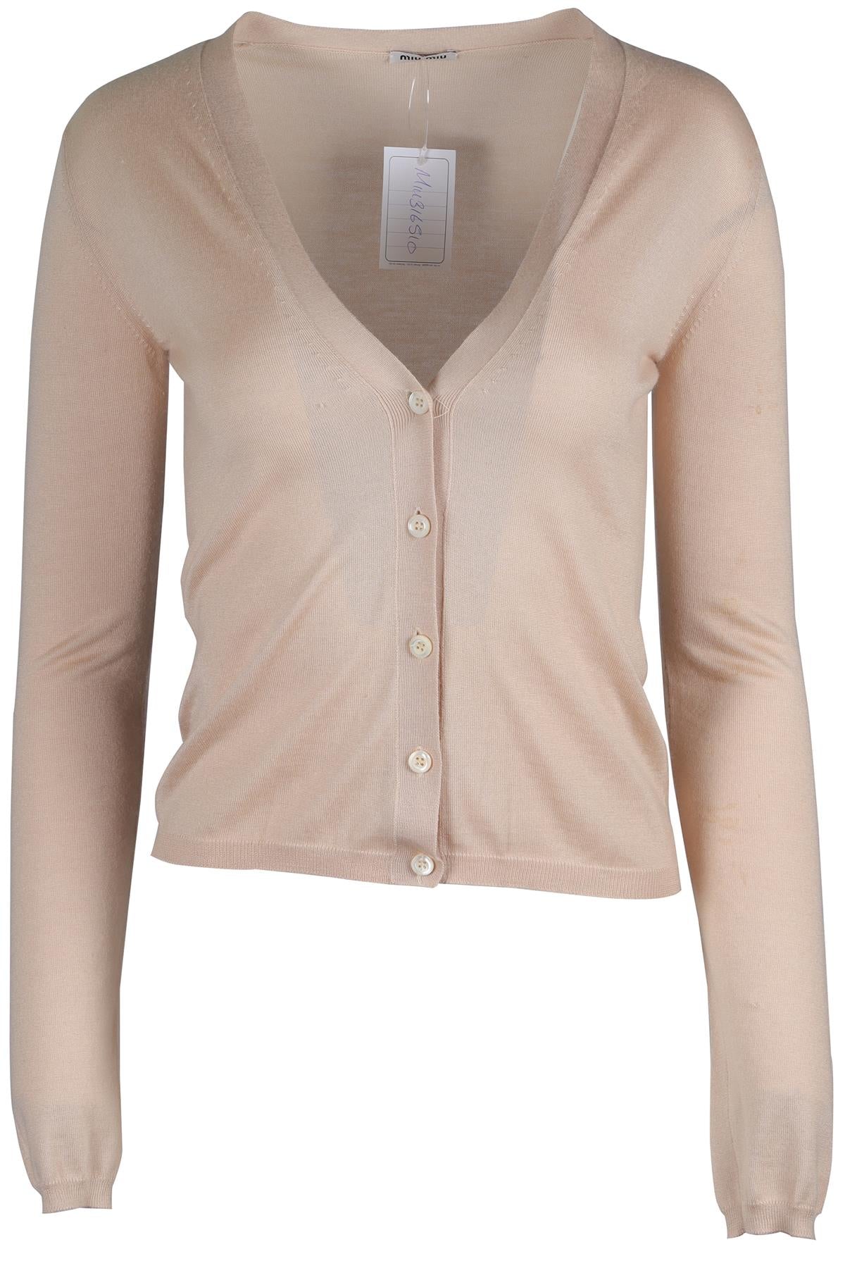 MIU MIU TAN CASHMERE CARDIGAN UK 10