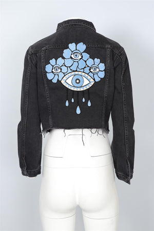 GRLFRND BLACK DENIM JACKET SMALL