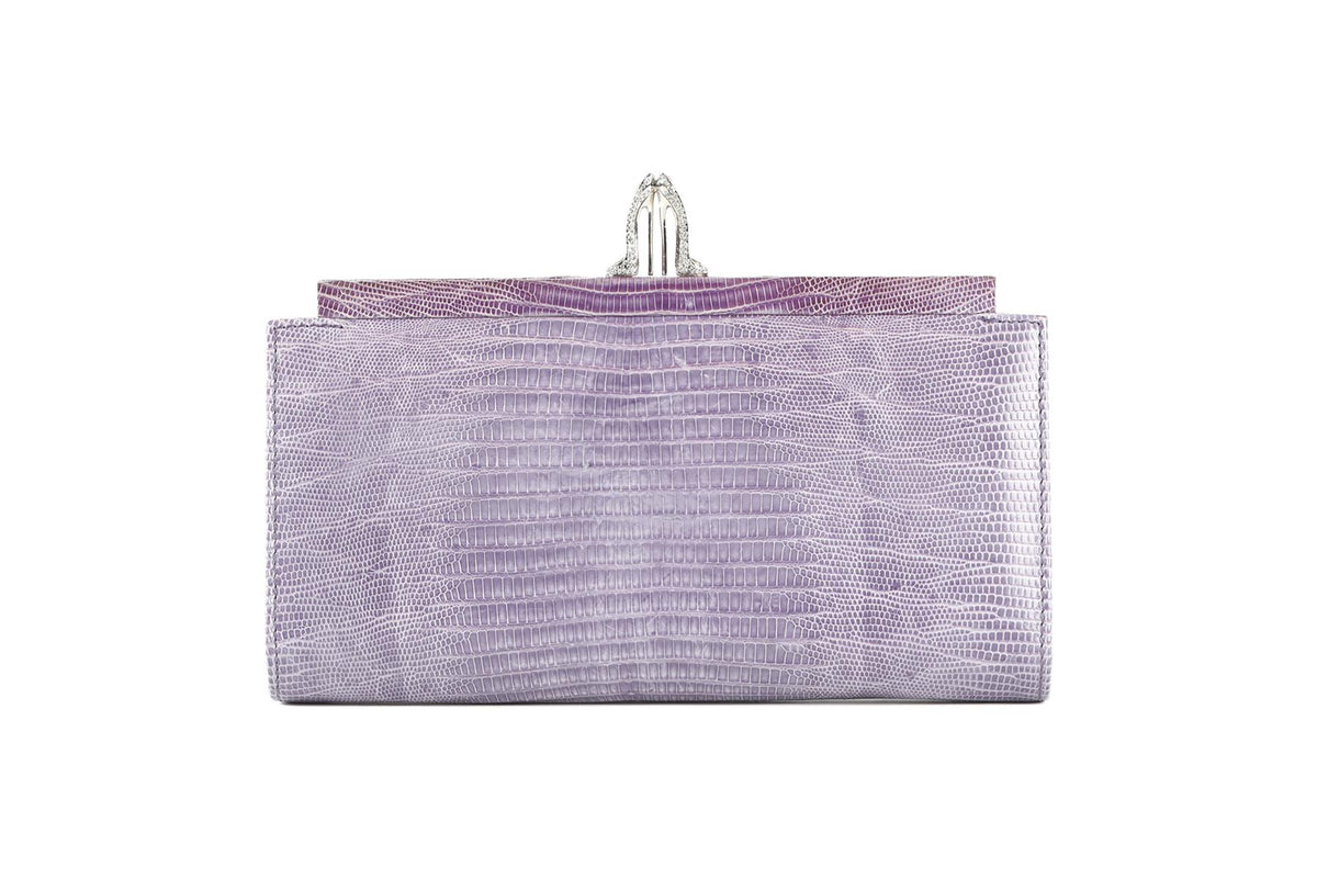CHRISTIAN LOUBOUTIN PURPLE MISS LOUBI LIZARD CLUTCH