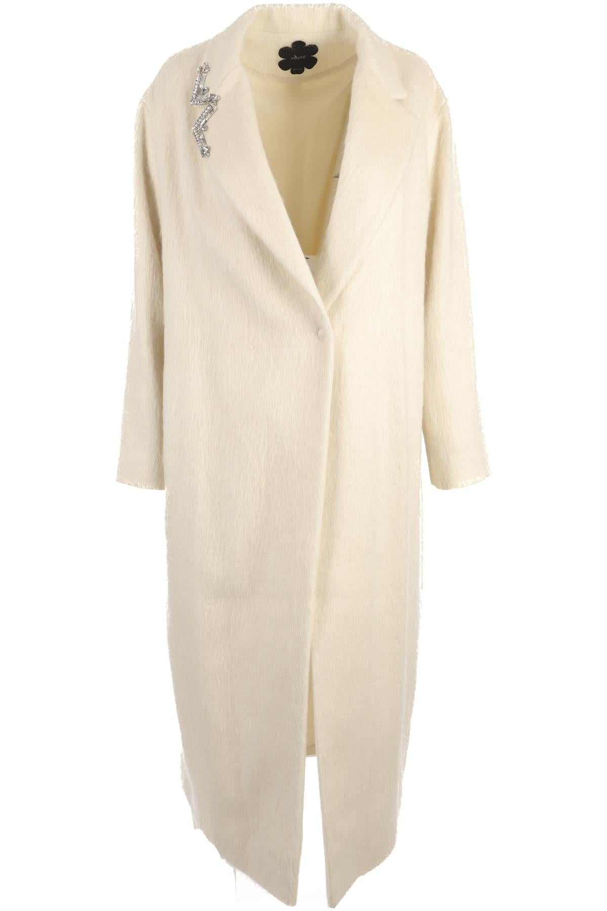 MOUCHE IVORY WOOL COAT IT 42 UK 10